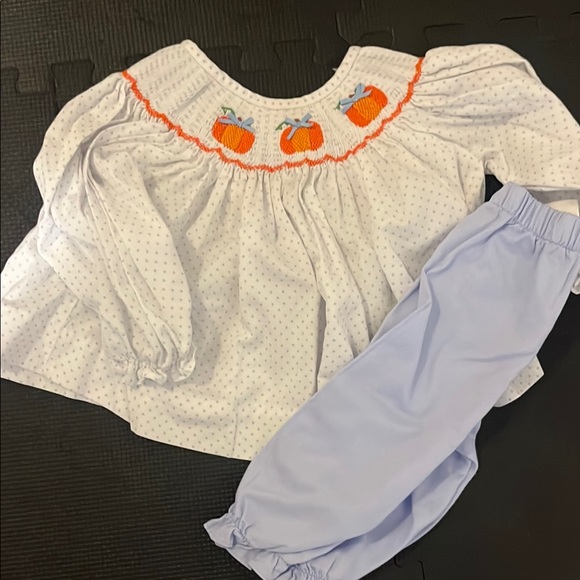 eliza james Other - Kids Pumpkin Embroidered Costume Set - White blue Eliza/Cecil and Lou 12m